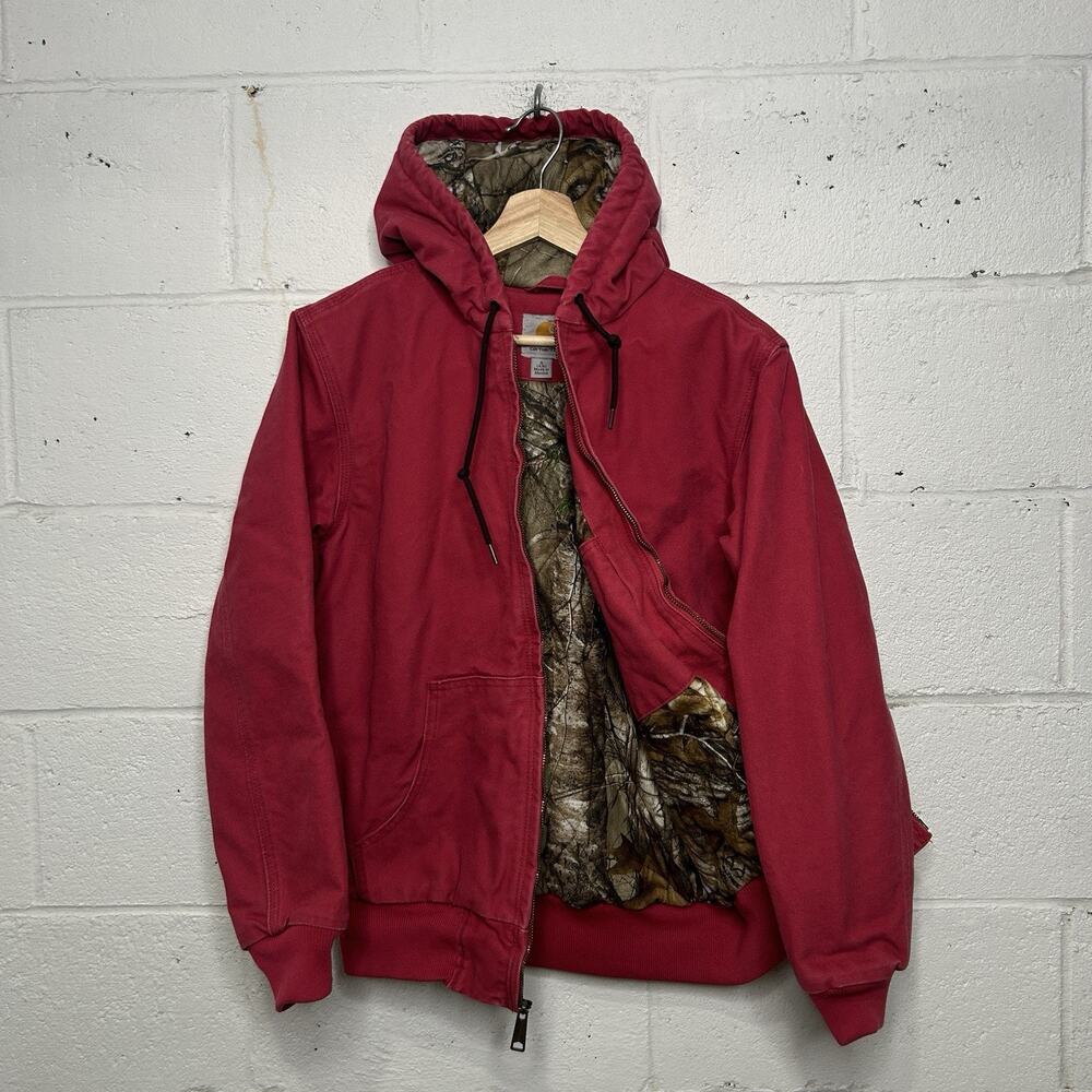 Carhartt Quilted Camo-Lined Hooded Active Jacket “Crabapple” View 2